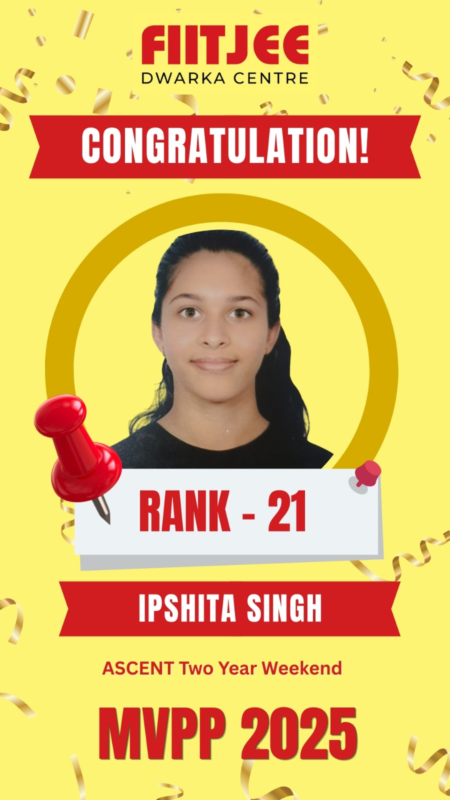 MVPP Ranker 19 - MVPP Achiever (MVPP 2026) - FIITJEE Dwarka