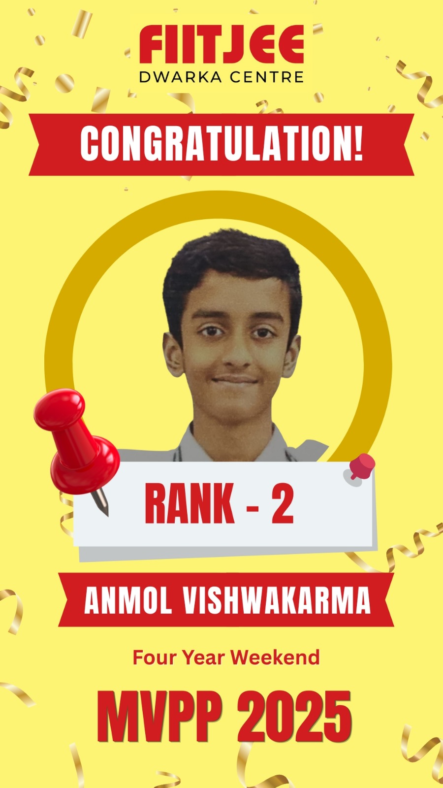 MVPP Ranker 2 - MVPP Achiever (MVPP 2026) - FIITJEE Dwarka