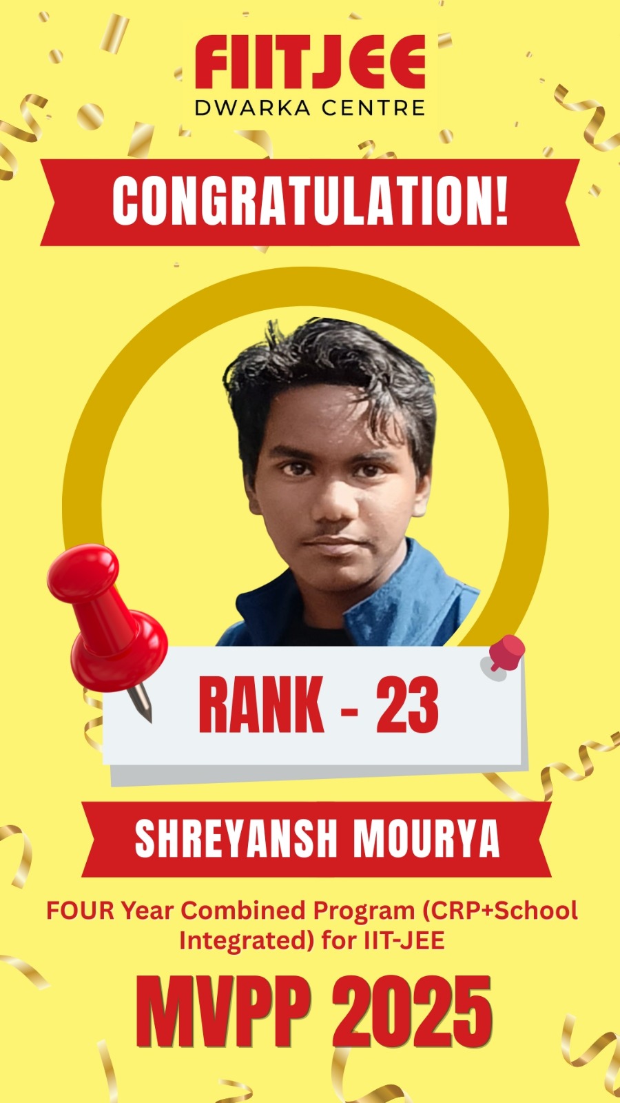 MVPP Ranker 21 - MVPP Achiever (MVPP 2026) - FIITJEE Dwarka