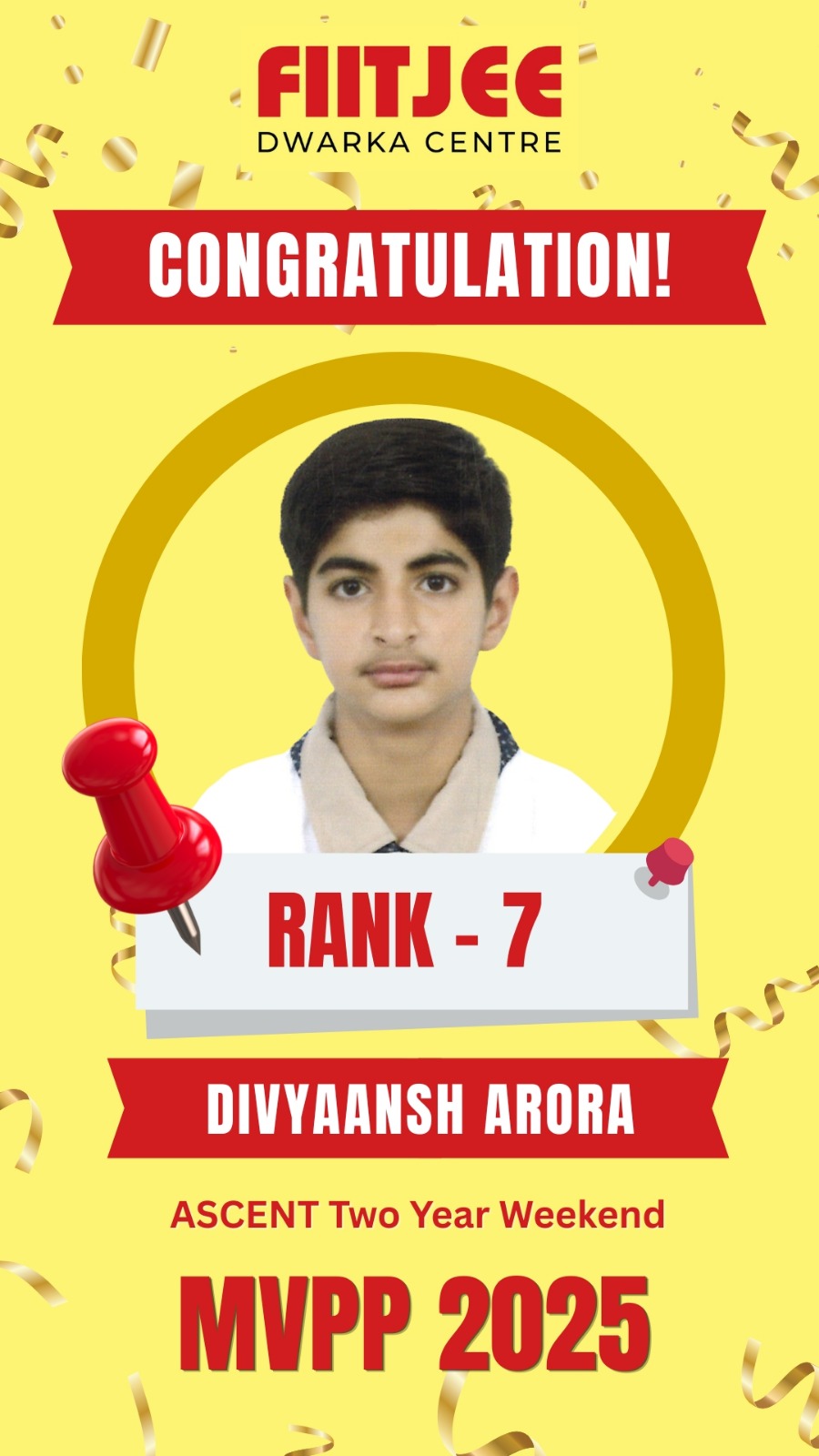 MVPP Ranker 7 - MVPP Achiever (MVPP 2026) - FIITJEE Dwarka