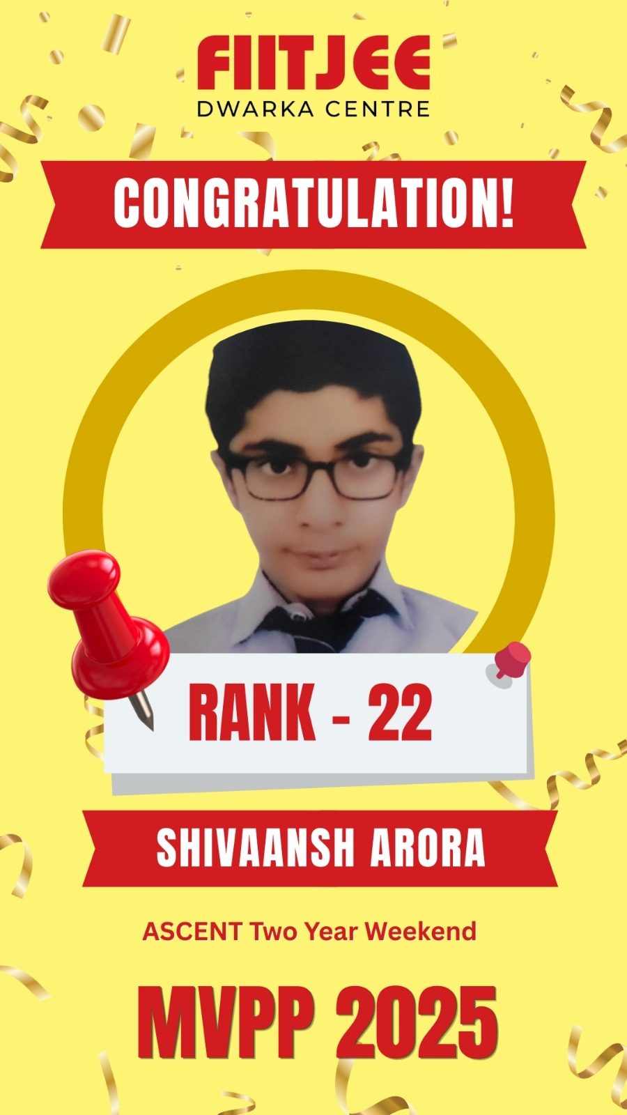 MVPP Ranker 8 - MVPP Achiever (MVPP 2026) - FIITJEE Dwarka