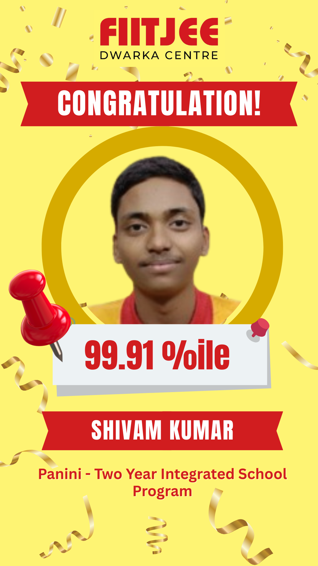 Student Name 3 - 99.91 Percentile (JEE Main 2026) - FIITJEE Dwarka