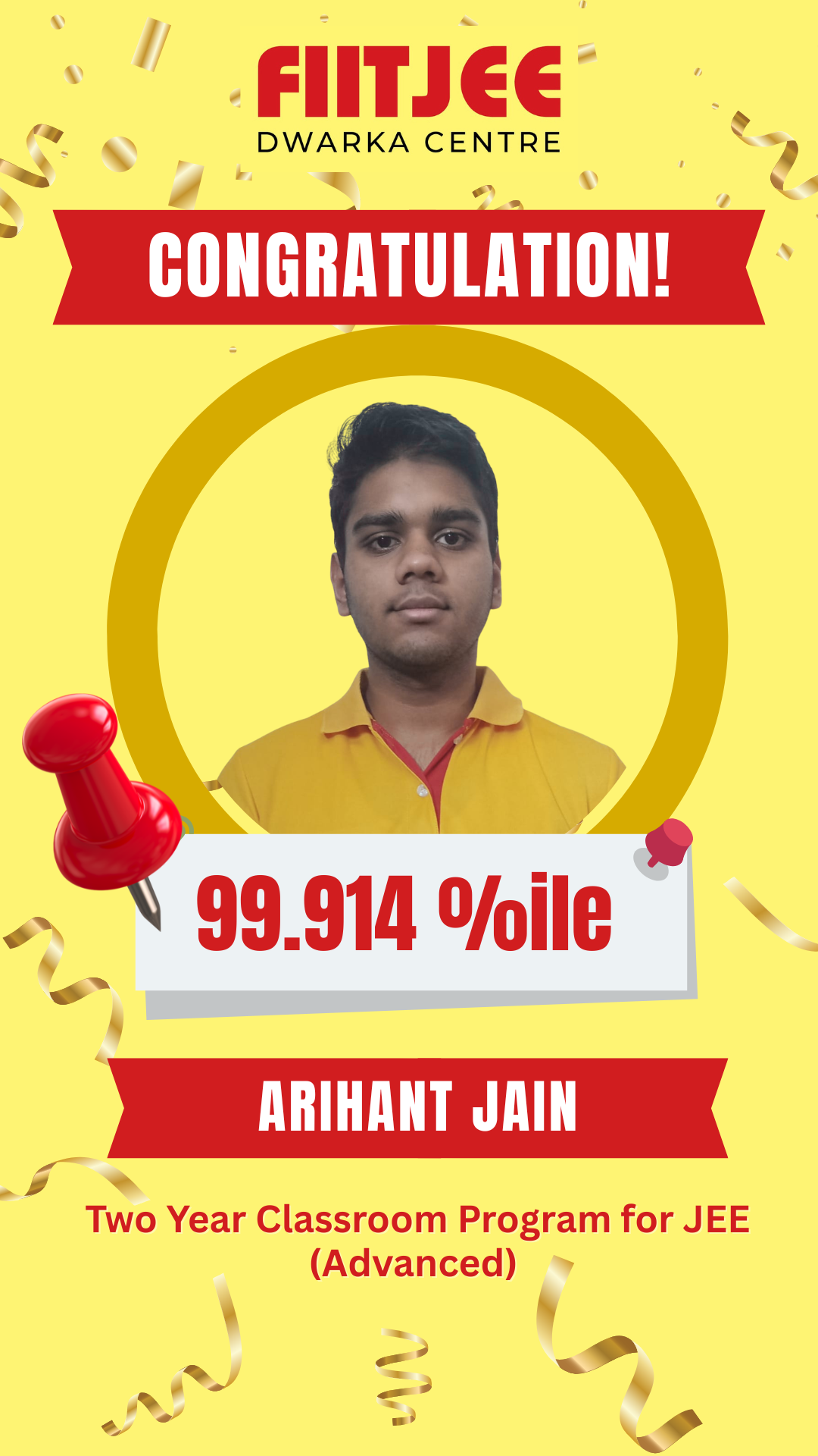 Student Name 4 - 99.914 Percentile (JEE Main 2026) - FIITJEE Dwarka