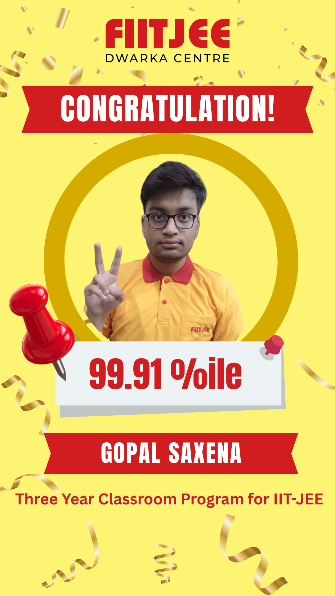 Student Name 5 - 99.91 Percentile (JEE Main 2026) - FIITJEE Dwarka